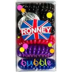 RONNEY funny ring bubble - Profesjonalne gumki do włosów 5 sztuk + 1 z zawieszką 3,5 cm - NUMER 12